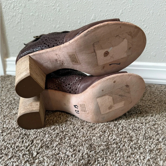 Latitude Femme Cut out Brown leather Heels Boho Size 7.5 (38) Made in Italy - Picture 9 of 11